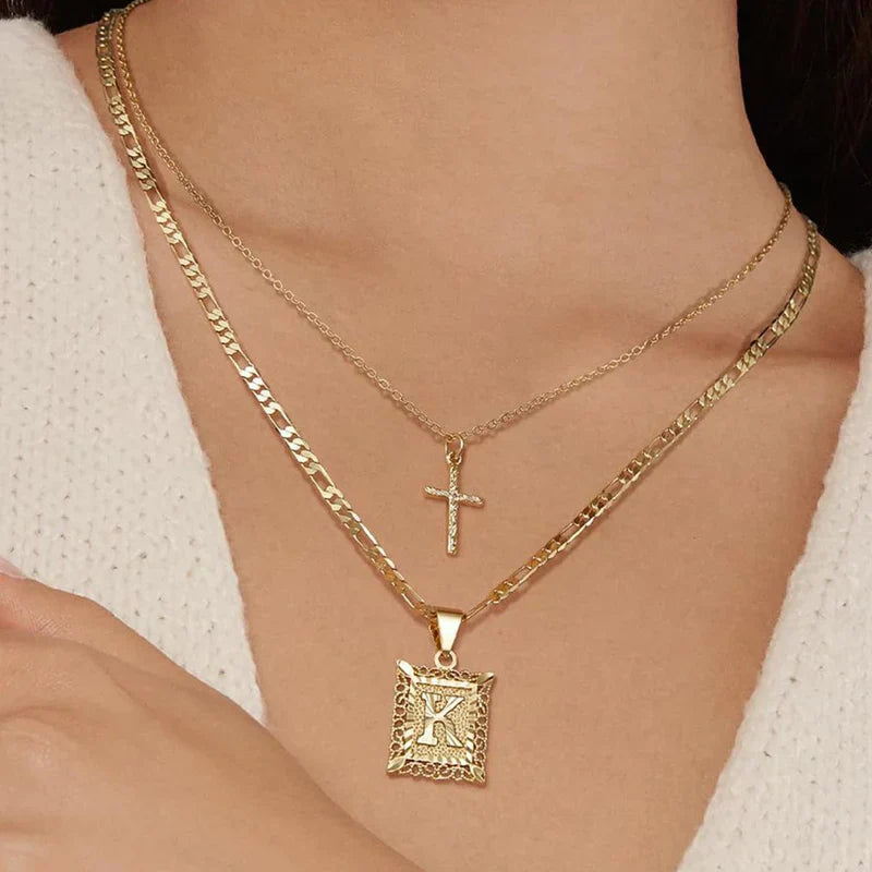 Colar Inicial Cruzado | Ouro