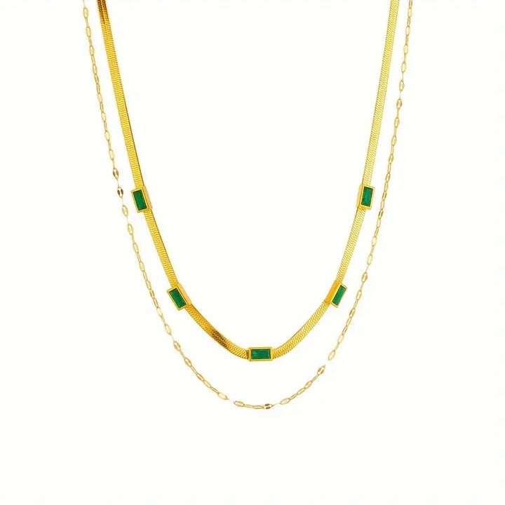 Colar Retro-Dupla Camada Sorella Gem | Ouro
