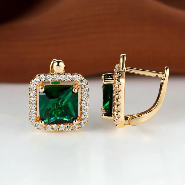 Brincos de zircônia verde em ouro | Ouro