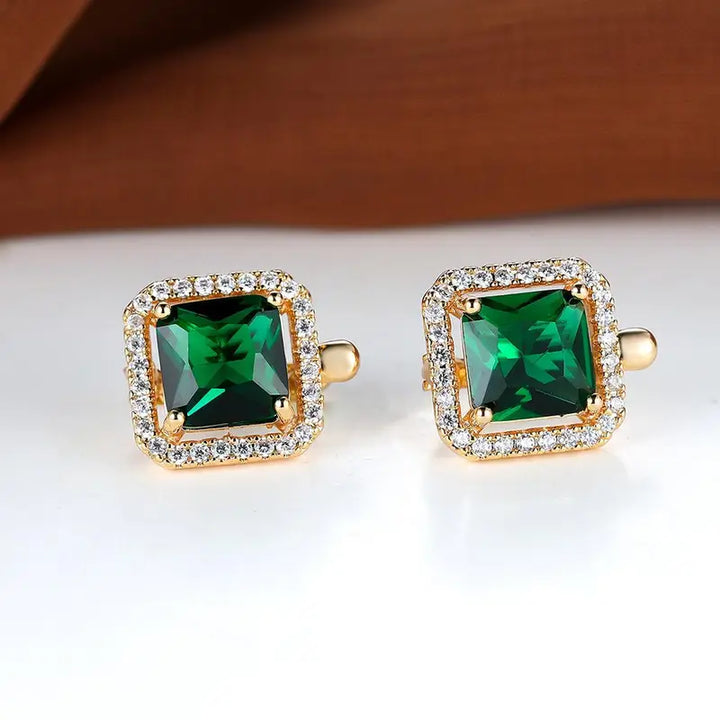 Brincos de zircônia verde em ouro | Ouro