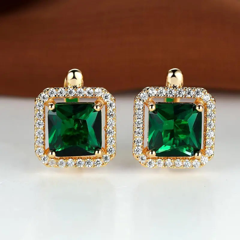 Brincos de zircônia verde em ouro | Ouro