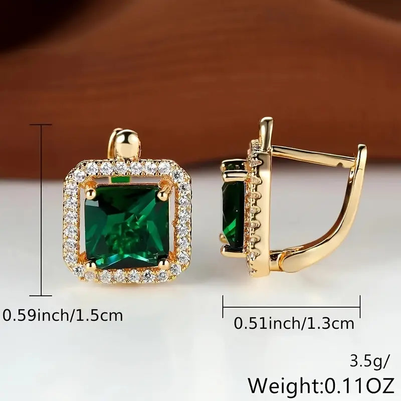 Brincos de zircônia verde em ouro | Ouro