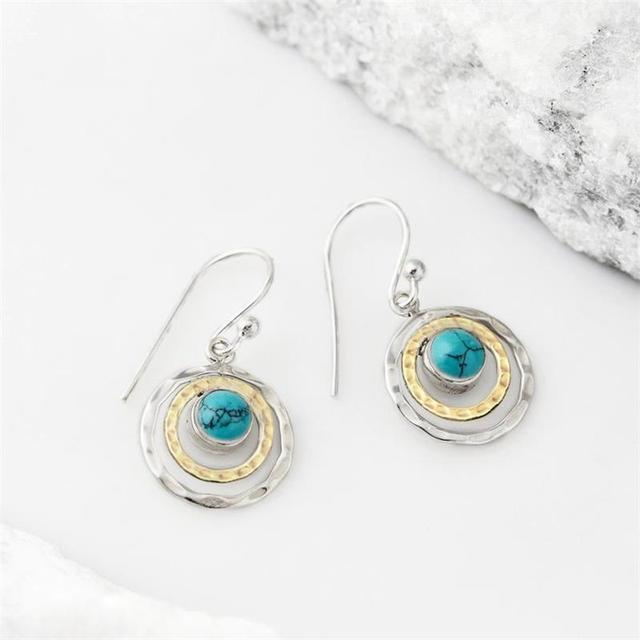 Brincos Boho Saturno com Turquesa