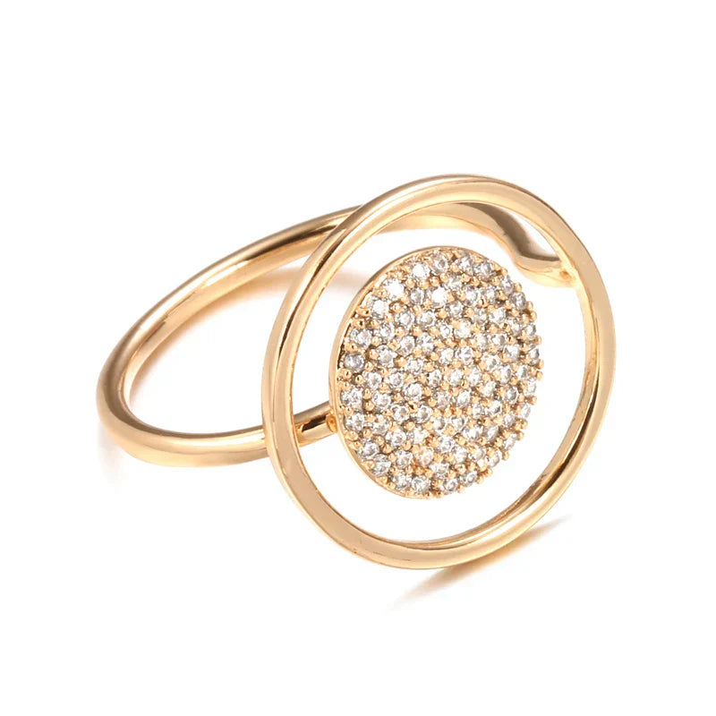 Anel de dama único com revestimento de zircônia, ouro rosa de 585