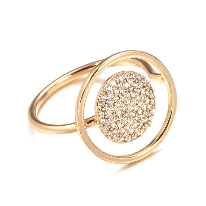 Anel de dama único com revestimento de zircônia, ouro rosa de 585