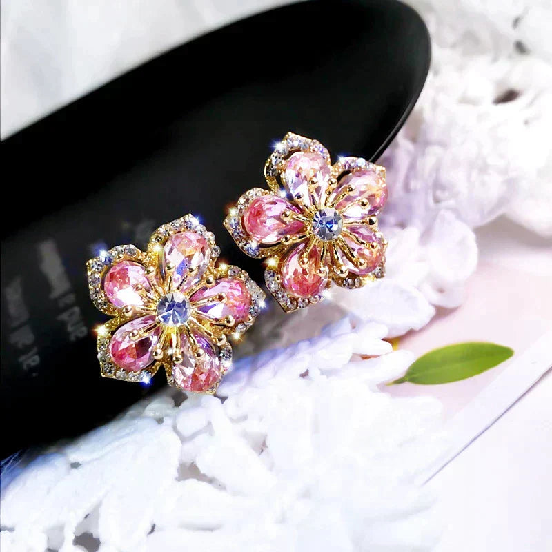 Brincos de zircônia multicolorida em prata