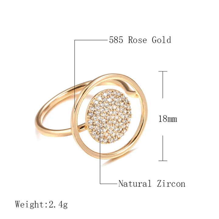 Anel de dama único com revestimento de zircônia, ouro rosa de 585