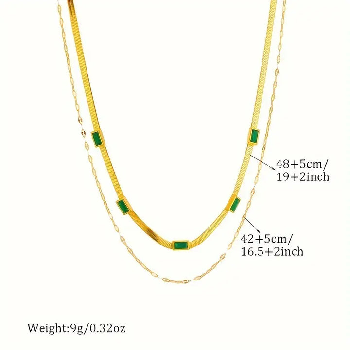 Colar Retro-Dupla Camada Sorella Gem | Ouro
